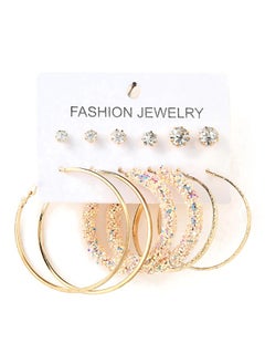 Just Peachy Set of 6 Gold-Toned & White Gold-Plated Earrings, Elegant and Versatile Jewelry Collection, Perfect for Day or Night Wear, High-Quality Craftsmanship, Ideal Gift for Women
