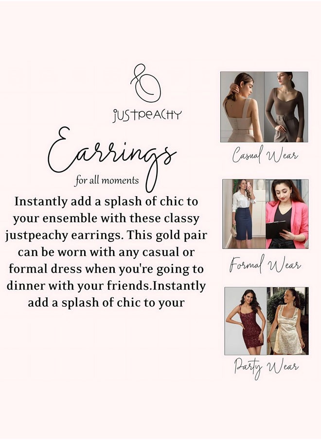 Just Peachy - Just Peachy Set of 6 Gold-Toned & White Gold-Plated Earrings, Elegant and Versatile Jewelry Collection, Perfect for Day or Night Wear, High-Quality Craftsmanship, Ideal Gift for Women - Image 1