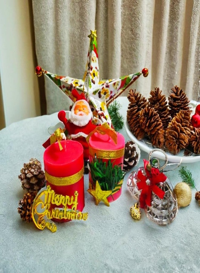 AAURAFUL Decorative Soy Wax Christmas Pillar Candles with Santa-Themed Accents - Festive Round Design for Holiday Home and Office Décor (Xmas Pillar Candle (Pack of 2)) - Image 5