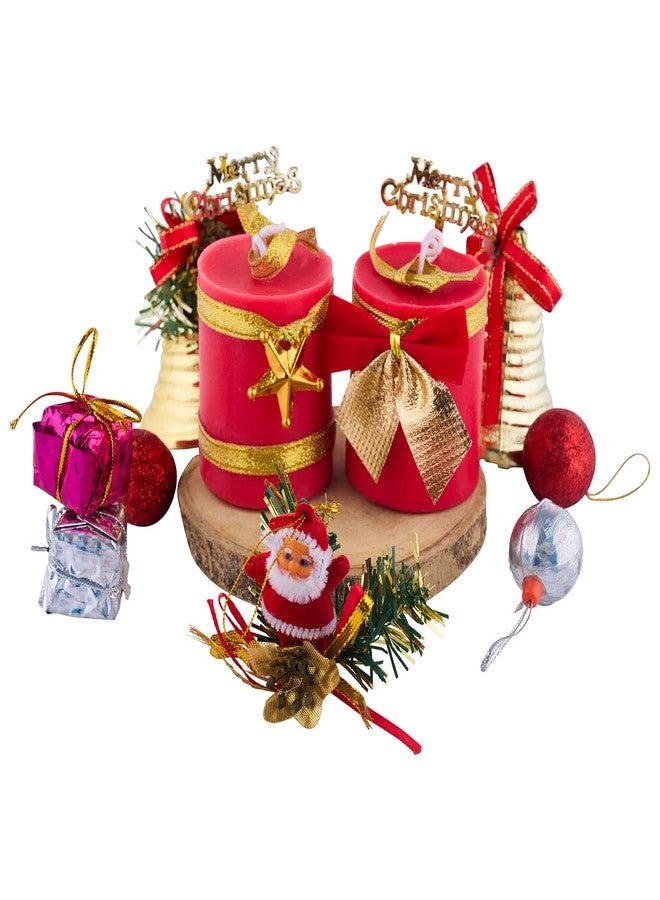 AAURAFUL Decorative Soy Wax Christmas Pillar Candles with Santa-Themed Accents - Festive Round Design for Holiday Home and Office Décor (Xmas Pillar Candle (Pack of 2)) - Image 4