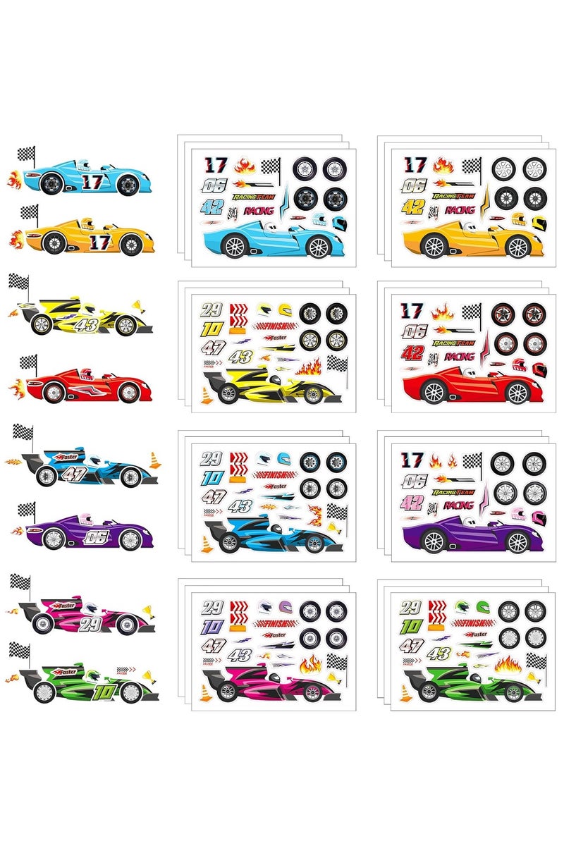 24 قطعة ملصقات السيارات السباق ، ملصقات السيارات السباق ملصقات السيارات القديمة Hotwheels ملصقات جعل ملصقات النقل السيارة الخاصة بك لعيد ميلاد سيارة السباق مزايا الهدايا الحرف اليدوية الديكورات - Image 1