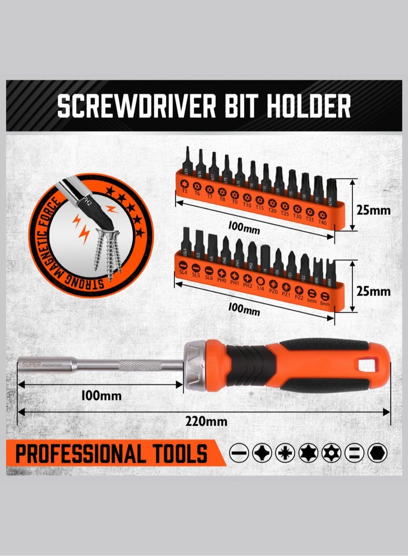 LOOPITYS 25 ratchet screwdriver handle+screwdriver head set | 1/4 inch magnetic Carraca Torx T5-T40 drill bit set | 12 Torx heads and 12 regular heads  - Image 4