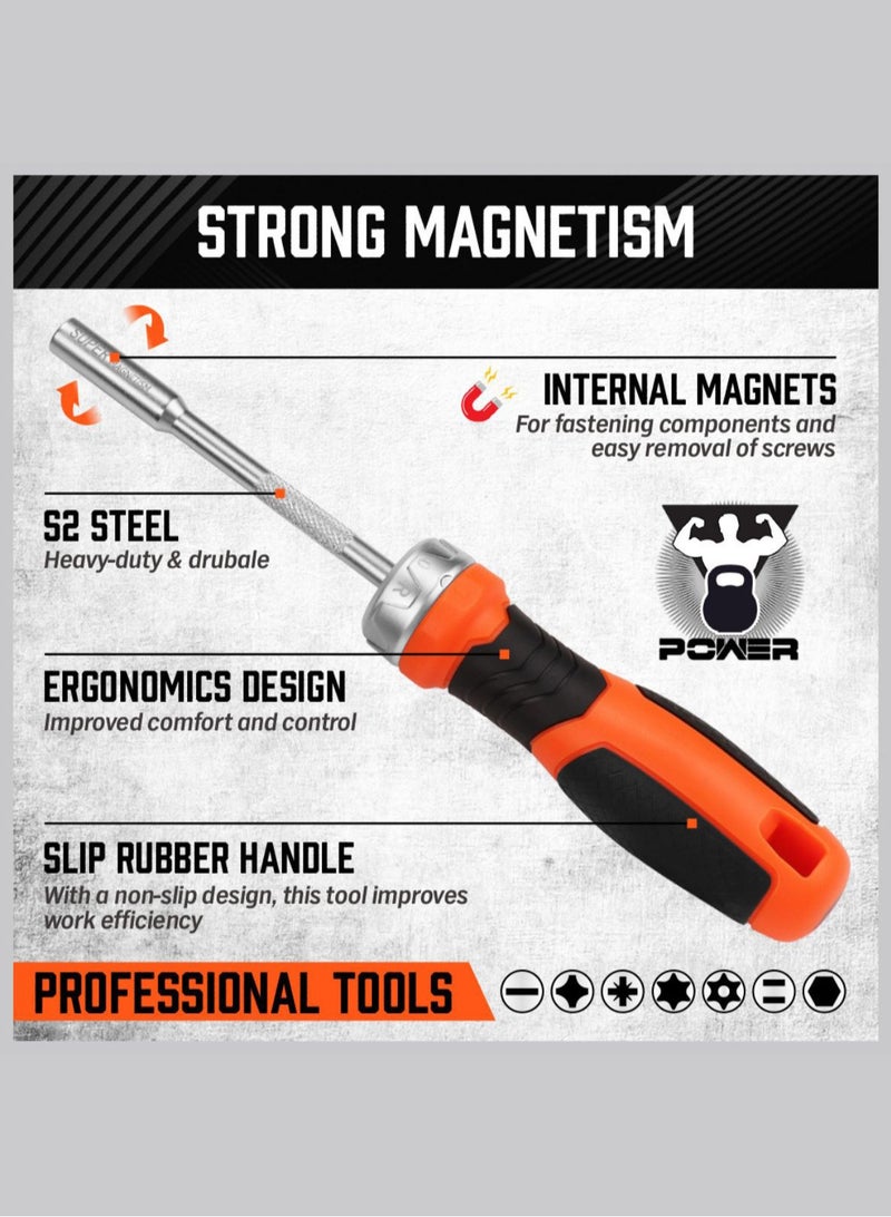 LOOPITYS 25 ratchet screwdriver handle+screwdriver head set | 1/4 inch magnetic Carraca Torx T5-T40 drill bit set | 12 Torx heads and 12 regular heads  - Image 2