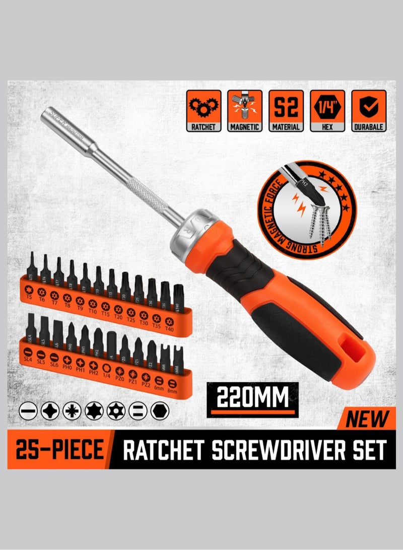 LOOPITYS 25 ratchet screwdriver handle+screwdriver head set | 1/4 inch magnetic Carraca Torx T5-T40 drill bit set | 12 Torx heads and 12 regular heads  - Image 3