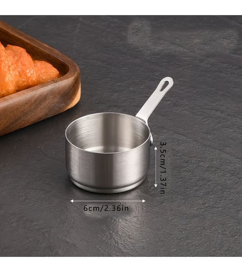 5pcs Silvery SUS304 Stainless Steel Sauce Cup With Handle Commercial Grade Dipping Bowl Restaurant Seasoning Cup Steak Sauce Container Dining Creative Tomato Sauce Cup - Image 3