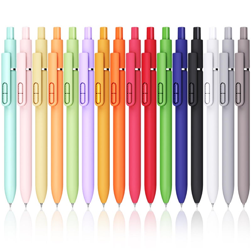 InkSlick Gel Pens, 16 Pcs Quick Dry Black Ink Pen Fine Point 0.5mm Smooth Writing Pen, Large Capacity Long Lasting Ink Retractable Pens Gift Set for Journaling Note Taking, School Office, Home Supplies - Image 1