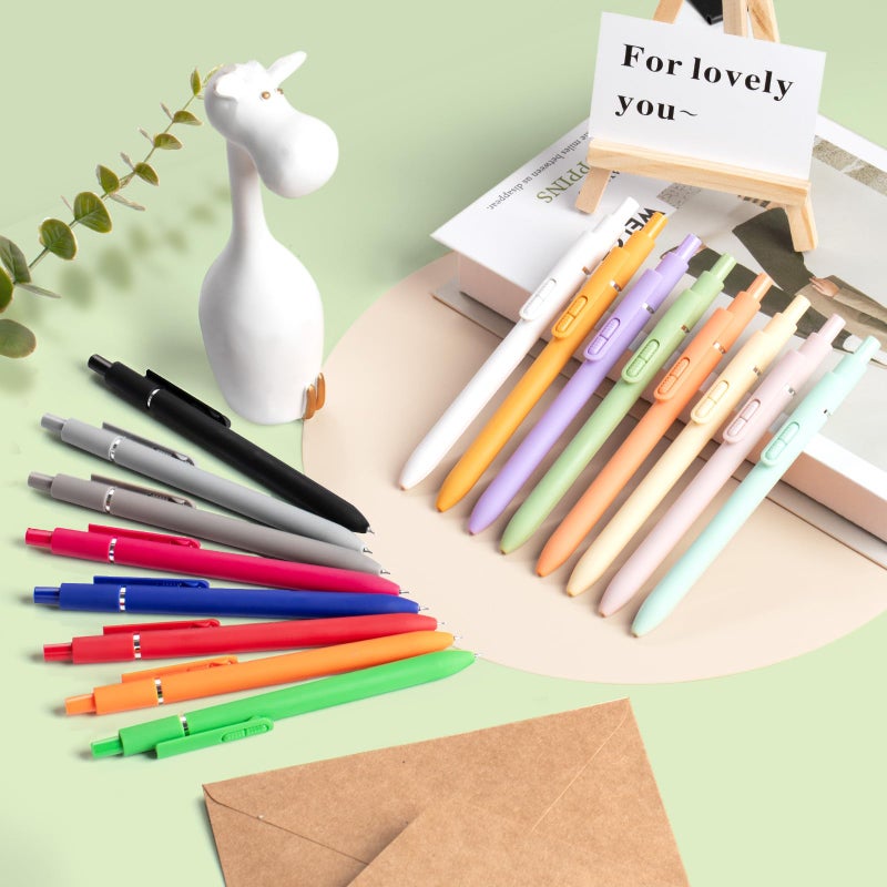 InkSlick Gel Pens, 16 Pcs Quick Dry Black Ink Pen Fine Point 0.5mm Smooth Writing Pen, Large Capacity Long Lasting Ink Retractable Pens Gift Set for Journaling Note Taking, School Office, Home Supplies - Image 5