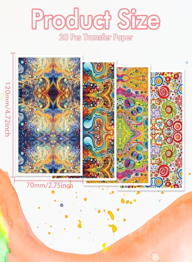 Puocaon Abstract Clay Transfer Paper - 20 Sheets Polymer Clay Transfer Sheets for Earrings Featuring Colorful Abstract Ink Art, Transfer Paper for Polymer Clay Jewelry - Image 5