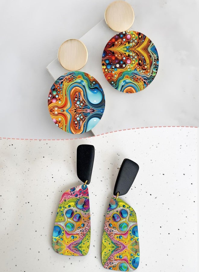 Puocaon Abstract Clay Transfer Paper - 20 Sheets Polymer Clay Transfer Sheets for Earrings Featuring Colorful Abstract Ink Art, Transfer Paper for Polymer Clay Jewelry - Image 3
