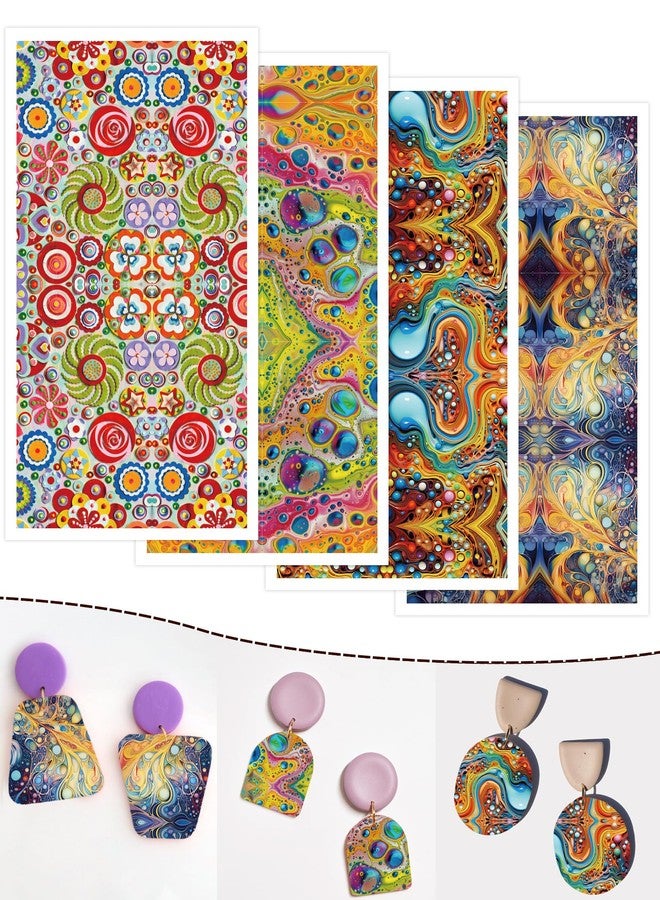 Puocaon Abstract Clay Transfer Paper - 20 Sheets Polymer Clay Transfer Sheets for Earrings Featuring Colorful Abstract Ink Art, Transfer Paper for Polymer Clay Jewelry - Image 1