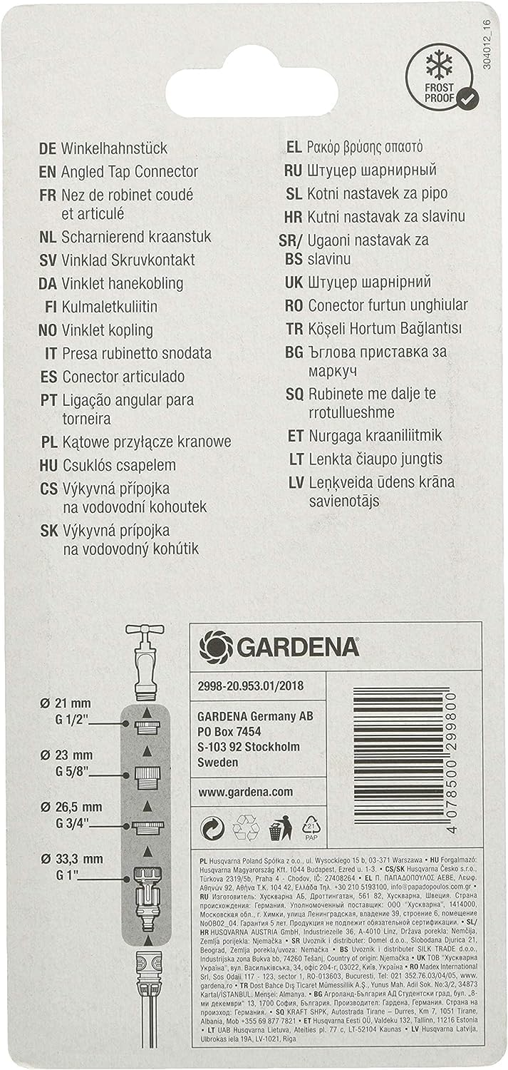 Gardena Angled Rotating Swivel Garden Tap Connector Adaptor 1" / 3/4" inch BSP - Image 3