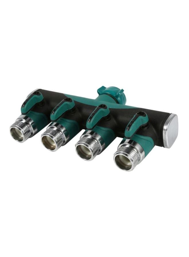 NIBEMINENT 4-Way Hose Splitter Black/Green/Silver 0.75inch
