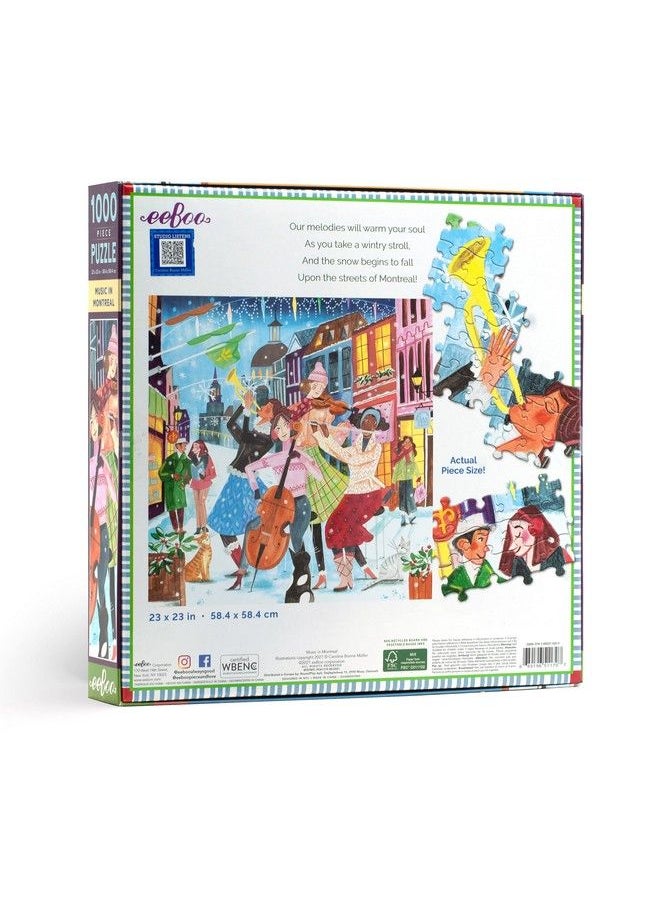 eeboo - : Piece And Love Music In Montreal 1000 Piece Square Jigsaw Puzzle, Jigsaw Puzzle For Adults And Families, Includes Glossy, Sturdy Pieces And Minimal Puzzle Dust - Image 1