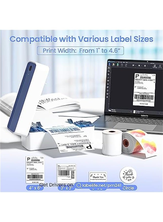 phomemo Thermal Label Printer, 4X6 Shipping Label Printer for Small Business, Wireless Label Printer for Package for Phone & Pad & PC, Used for  UPS,  TikTok, USPS, FedEx, DHL - Image 3