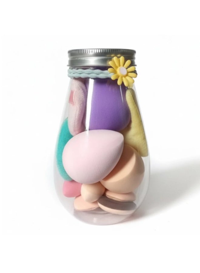 Makeup Sponge 11pcs, Puff Blender Foundation Sponge Set With jar ,Gift Flawless Bottle Design Makeup  Multi-colored - Image 1