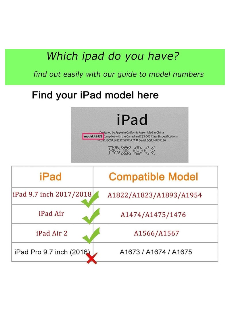 حافظة حماية دوارة لجهاز iPad 9.7 2018 2017 / iPad Air 2 - غطاء حماية بحامل يدور 360 درجة مع خاصية التنبيه التلقائي لجهاز iPad 9.7 بوصة (الجيل السادس، الجيل الخامس) iPad Air 2/ iPad Air 5/6 وردي - Image 4