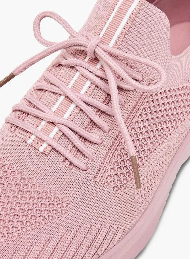 Oaklan by Shoexpress PINK Textured Lace-Up Sports Shoes With Pull Tabs for Women | Best Price UAE