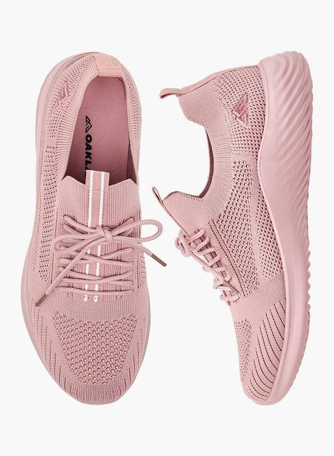 Oaklan by Shoexpress PINK Textured Lace-Up Sports Shoes With Pull Tabs for Women | Best Price UAE