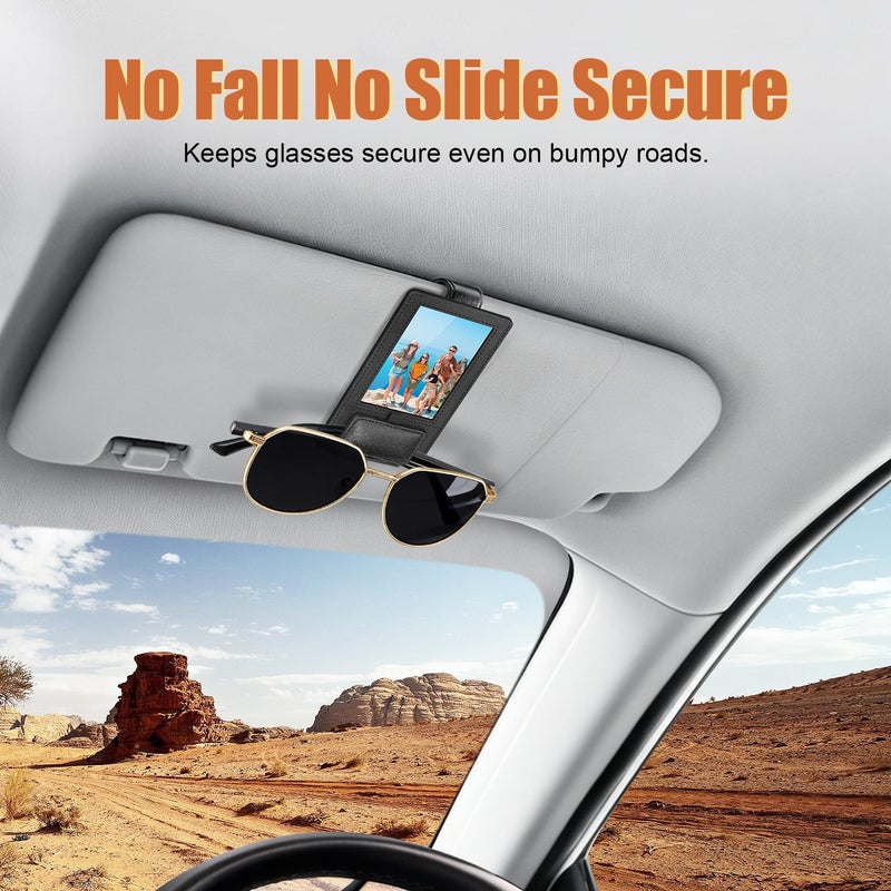 Rosaver New 2 in 1 Sunglass & Photo Holder for Car, Strong Magnetic Leather Sunglasses Holder, Car Visor Picture Holder Clip, 2026 Upgraded No Fall No Slide Car Visor Accessories - Image 4