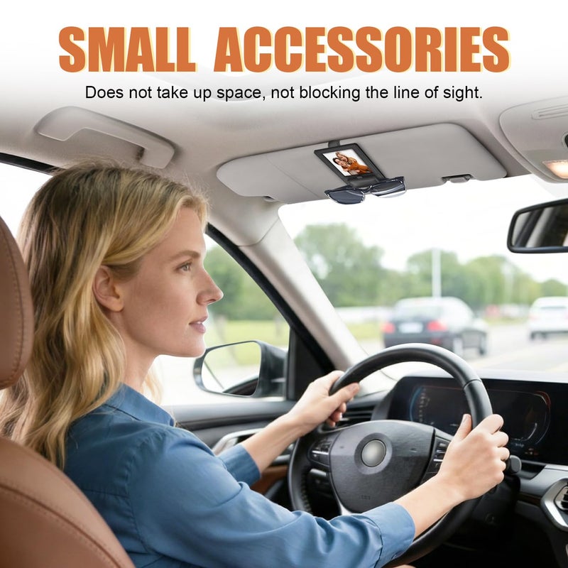 Rosaver New 2 in 1 Sunglass & Photo Holder for Car, Strong Magnetic Leather Sunglasses Holder, Car Visor Picture Holder Clip, 2026 Upgraded No Fall No Slide Car Visor Accessories - Image 2