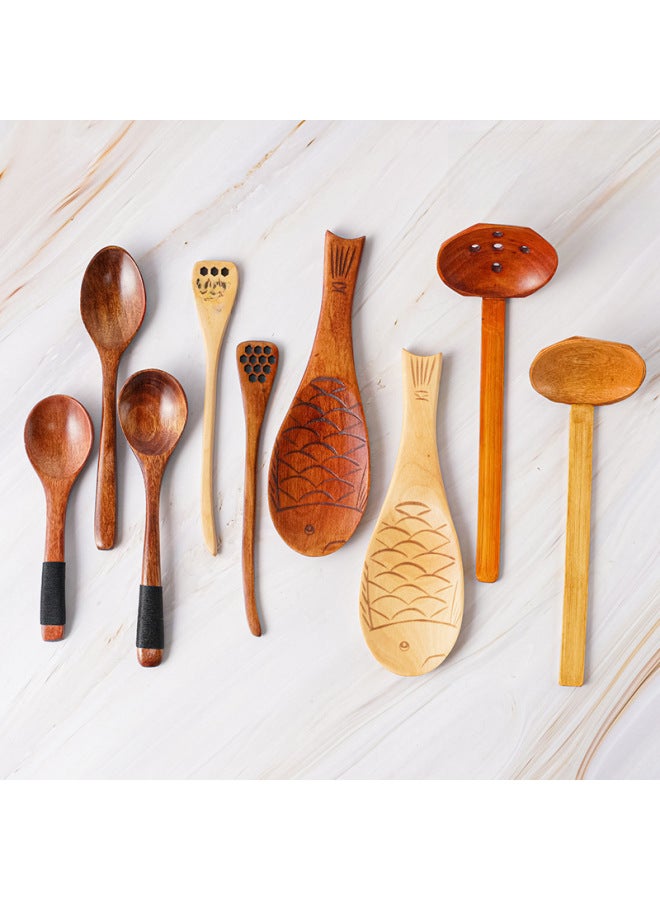 Japanese Wooden Tableware Nanmu Spoon Lotus Middle Spoon Lotus Wooden Spoon Creative Spoon Wholesale-Color:1  - Image 2