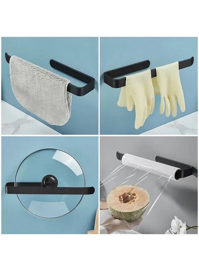 Black No Drill Self Adhesive Paper Towel Holder Wall Mounted Organizer - Image 2