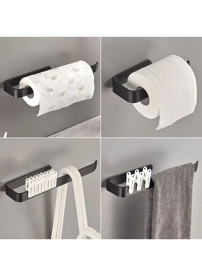 Black No Drill Self Adhesive Paper Towel Holder Wall Mounted Organizer - Image 5