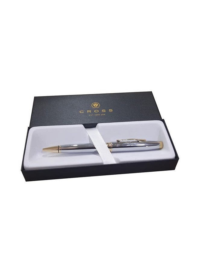 Cross A.T.Distinguished Century Ii Silhouette,Extremely Polished Chrome Barrel&23Kt Gold Appointment Coventry With Cross Signature Center Band Medium Point Ballpoint Pen,Great Gift For Any Occasion - Image 3