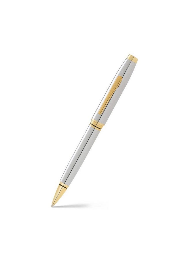 Cross A.T.Distinguished Century Ii Silhouette,Extremely Polished Chrome Barrel&23Kt Gold Appointment Coventry With Cross Signature Center Band Medium Point Ballpoint Pen,Great Gift For Any Occasion - Image 1