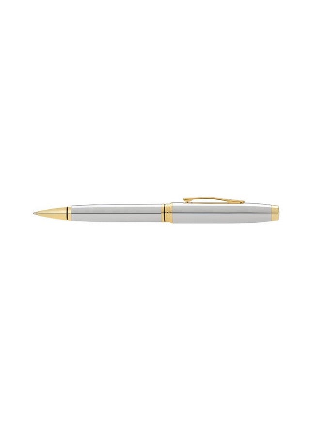 Cross A.T.Distinguished Century Ii Silhouette,Extremely Polished Chrome Barrel&23Kt Gold Appointment Coventry With Cross Signature Center Band Medium Point Ballpoint Pen,Great Gift For Any Occasion - Image 2