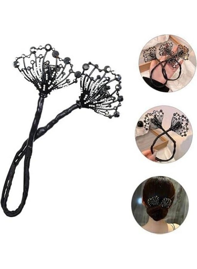 RINKIFY Floral Hair Bun Maker for Women-Rhinestone Flower Hair Clip,Lazy Hair Curler Deft Bun Maker- Easy Hair Accessories for Daily, Party, and Wedding Hairstyles - Image 1
