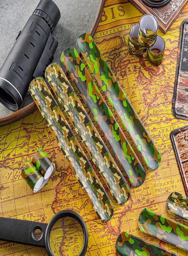 Hungdao 24 Pcs Camo Slap Bracelets for Kids Assorted Army Slap Bracelets Green Camouflage Military Wristbands for Kids Adult Army Party Birthday Favors Decorations Supplies - Image 3