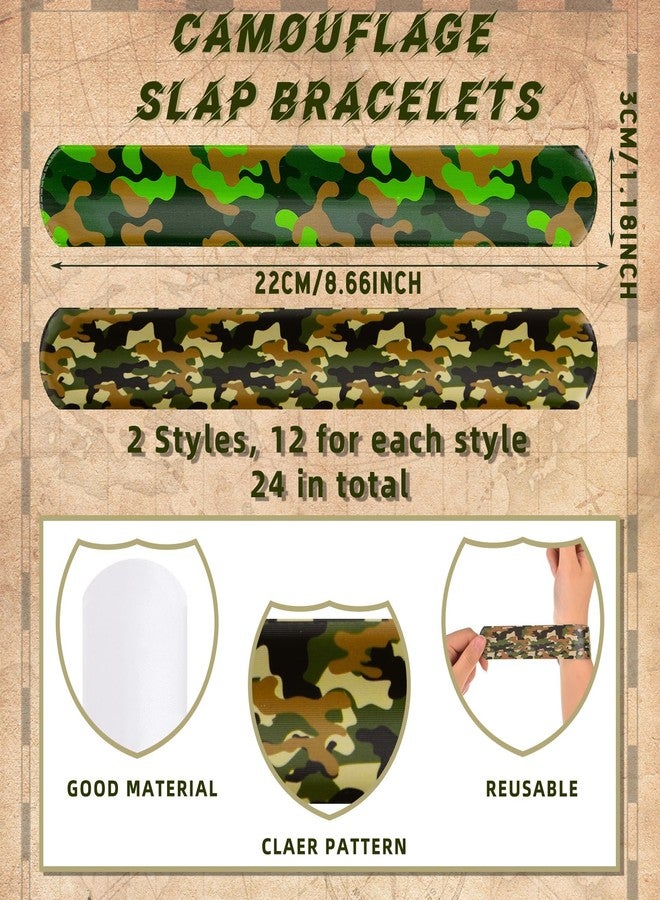 Hungdao 24 Pcs Camo Slap Bracelets for Kids Assorted Army Slap Bracelets Green Camouflage Military Wristbands for Kids Adult Army Party Birthday Favors Decorations Supplies - Image 2