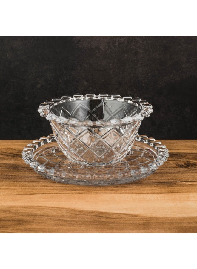 إيليجانت ✨ طقم زباديـة وصحون زجاجية فاخرة – 12 قطعة | قطر الزبدية 11.8 سم | قطر الصحن 15 سم ✨ - Image 2