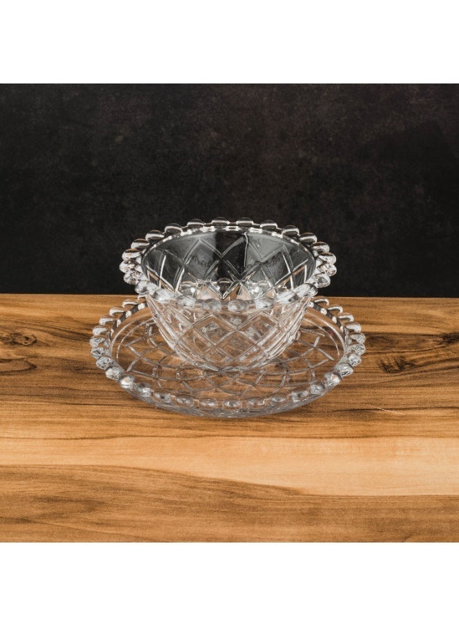 إيليجانت ✨ طقم زباديـة وصحون زجاجية فاخرة – 12 قطعة | قطر الزبدية 11.8 سم | قطر الصحن 15 سم ✨ - Image 3