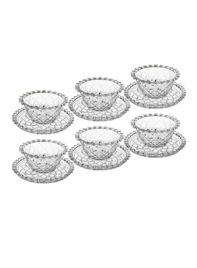 إيليجانت ✨ طقم زباديـة وصحون زجاجية فاخرة – 12 قطعة | قطر الزبدية 11.8 سم | قطر الصحن 15 سم ✨ - Image 5