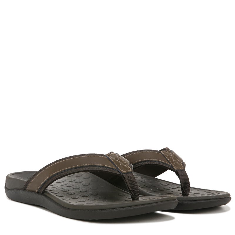 Vionic Men's Tide Toe-Post Sandal - Flip Flop with Concealed Orthotic Arch Support Brown 10 Medium US - Image 4