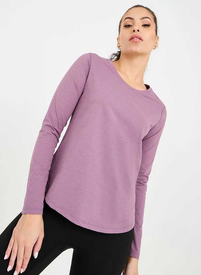 Styli Stitch Detail Curved Hem Loose Fit Top