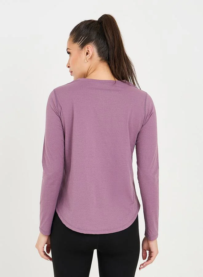 Styli Stitch Detail Curved Hem Loose Fit Top