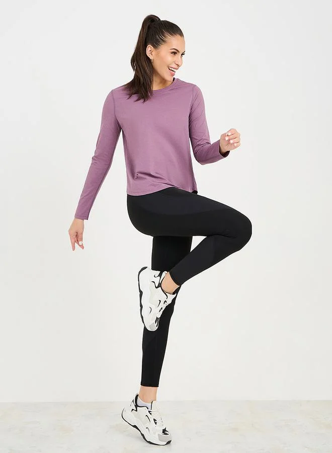 Styli Stitch Detail Curved Hem Loose Fit Top
