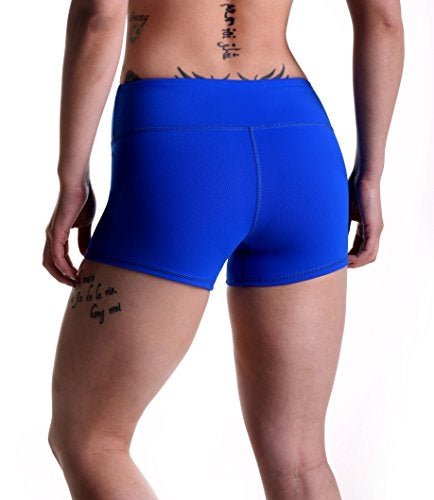 Tough Mode Women's 3" Athletic Workout Volleyball Running WOD Compression Shorts Electric Blue - Image 5