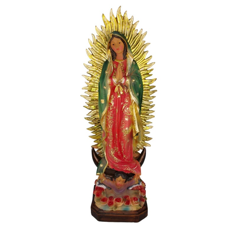 PSYHILAR Virgen de Guadalupe Statues  Our Lady of Guadalupe Virgin Mary Figurine  Resin Virgencita Maria Estatua 8 Inch - Image 1