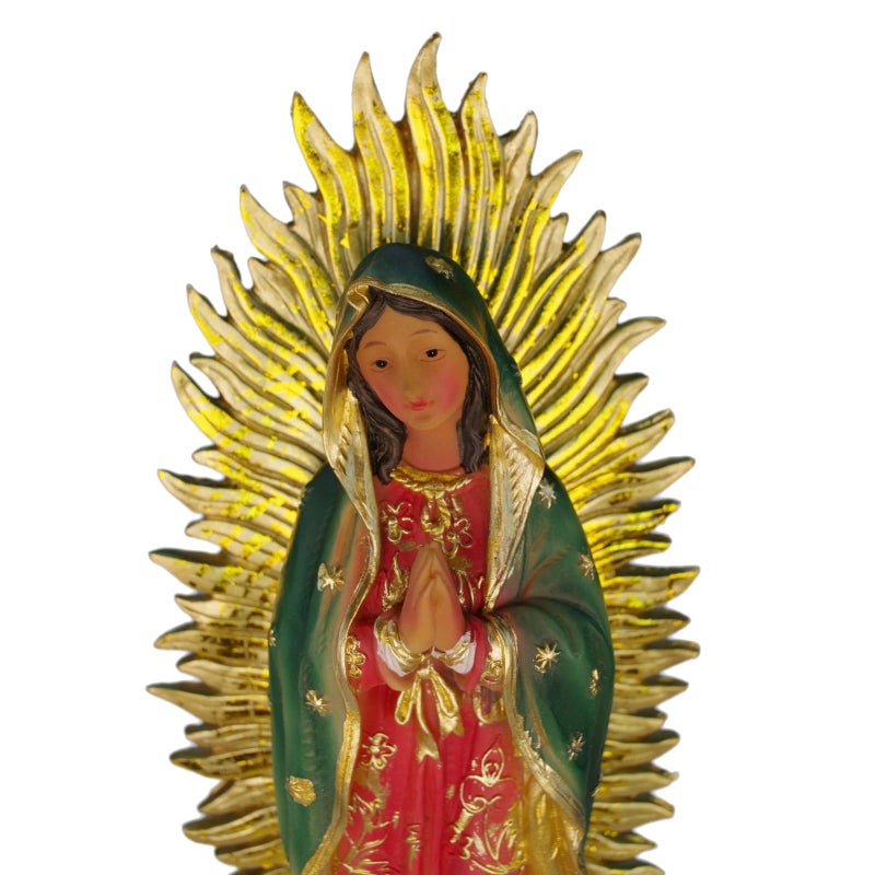 PSYHILAR Virgen de Guadalupe Statues  Our Lady of Guadalupe Virgin Mary Figurine  Resin Virgencita Maria Estatua 8 Inch - Image 2