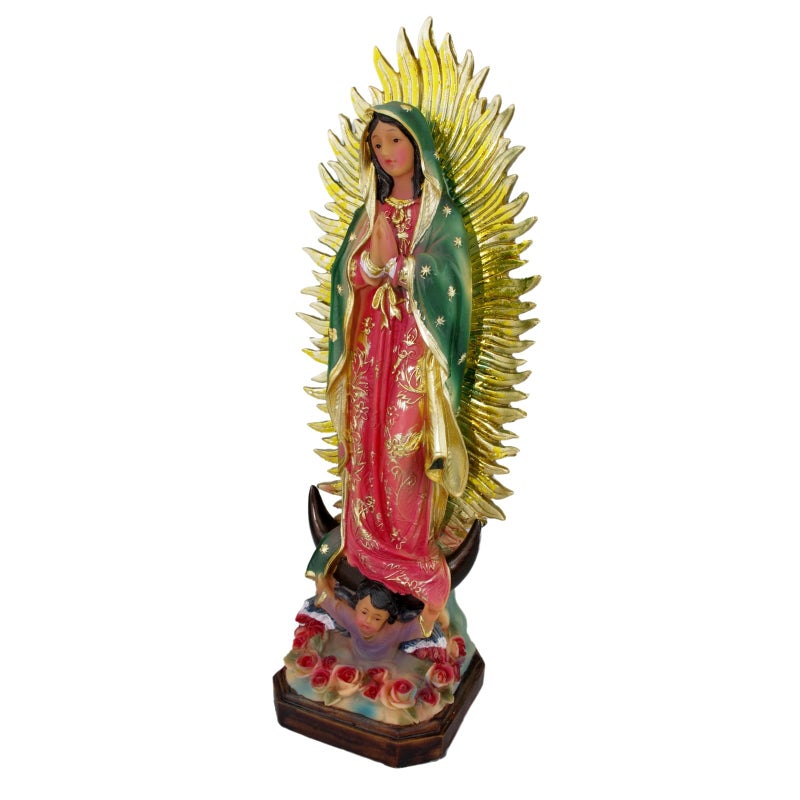 PSYHILAR Virgen de Guadalupe Statues  Our Lady of Guadalupe Virgin Mary Figurine  Resin Virgencita Maria Estatua 8 Inch - Image 3