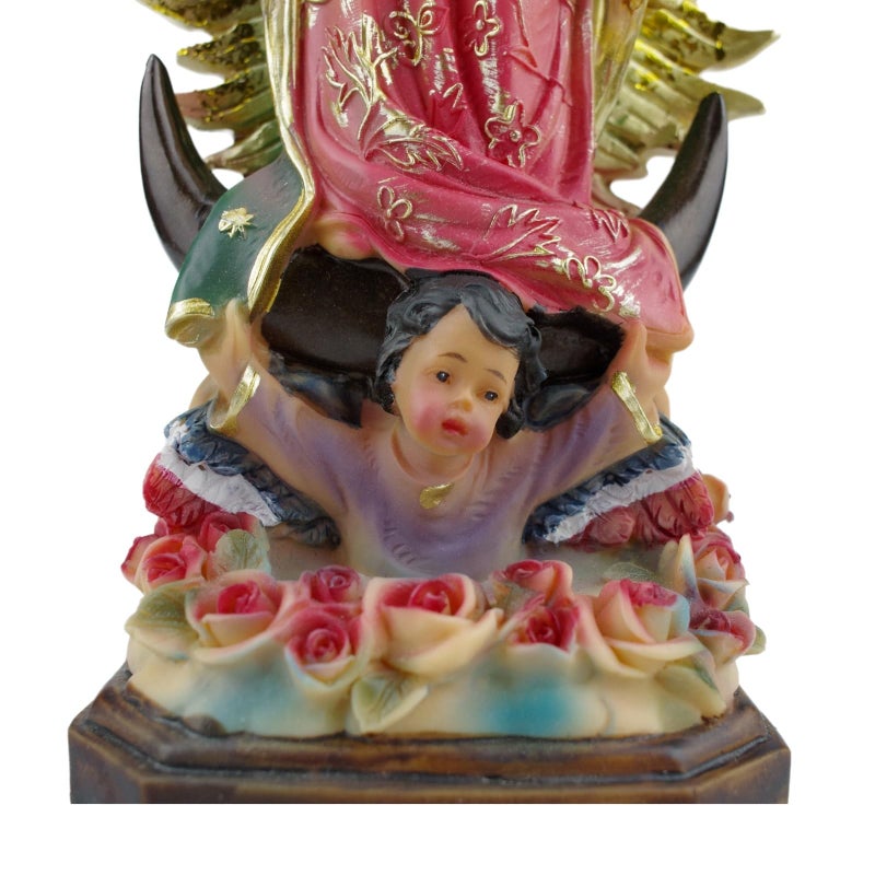PSYHILAR Virgen de Guadalupe Statues  Our Lady of Guadalupe Virgin Mary Figurine  Resin Virgencita Maria Estatua 8 Inch - Image 5