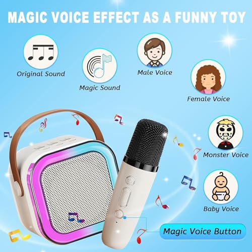 Magicwand® K12【USB-C-Charging Pink with 1 Mic】 Kids Karaoke Microphone Wireless Bluetooth Speaker with RGB LED Lighting for Kids - Image 3