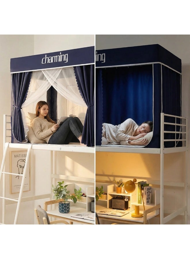 Y&D ستائر سرير بطابق علوي معتم لغرف النوم، تغطية خصوصية للغرفة، ديكور خلفية تصوير، ستائر معتمة 6 لوحات مع قمة - Image 2