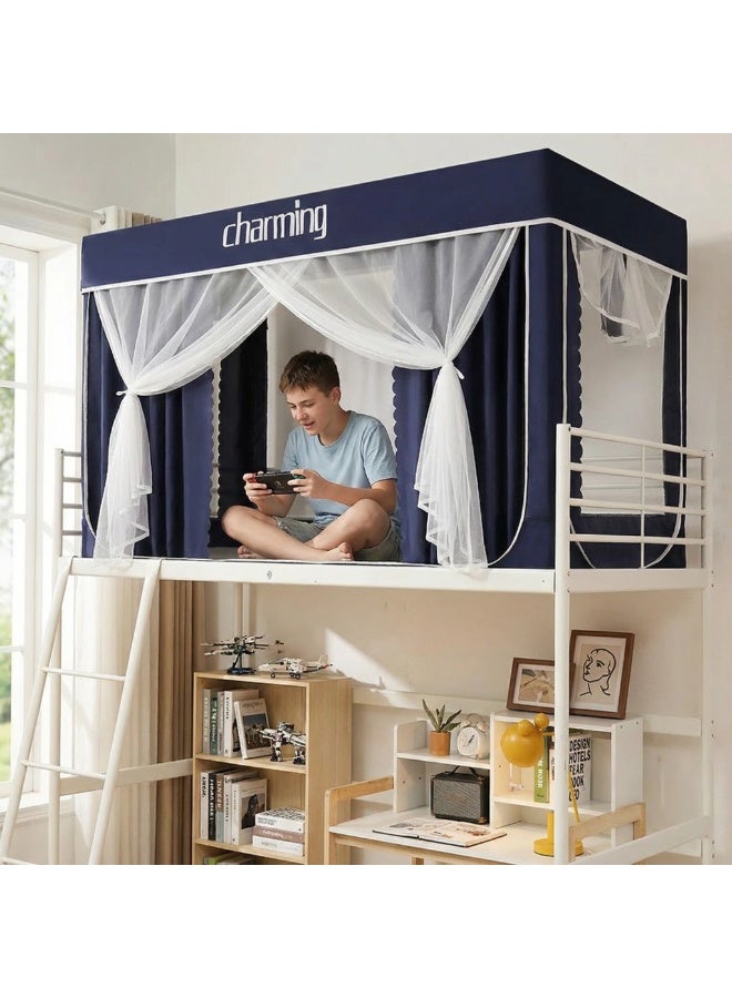 Y&D ستائر سرير بطابق علوي معتم لغرف النوم، تغطية خصوصية للغرفة، ديكور خلفية تصوير، ستائر معتمة 6 لوحات مع قمة - Image 3