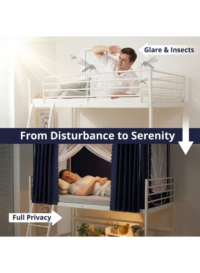 Y&D ستائر سرير بطابق علوي معتم لغرف النوم، تغطية خصوصية للغرفة، ديكور خلفية تصوير، ستائر معتمة 6 لوحات مع قمة - Image 4