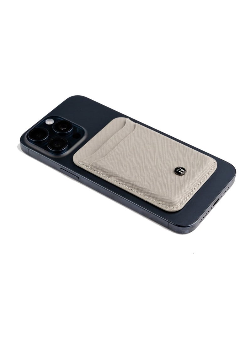 ليفيلو محفظة حامل بطاقات Bond ماج سيف/ فتحتان للبطاقات / شعار معدني مميز / جلد سافيانو أصلي - رمادي - Image 5